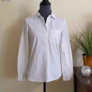 Prince & Fox Button-down Collared Shirt Polka Dot White Navy Size Small
